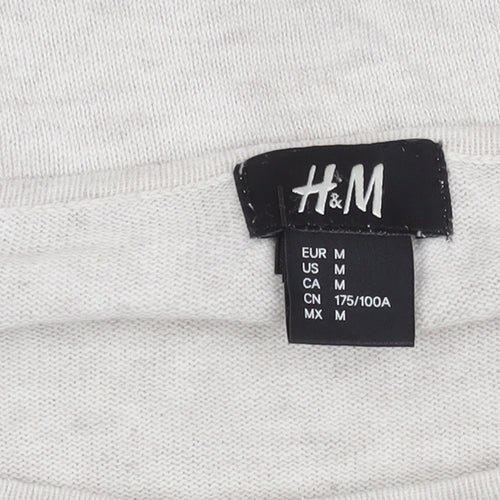 H&M Women’s Beige Cotton Crew Neck Jumper Size 12 Long Sleeve