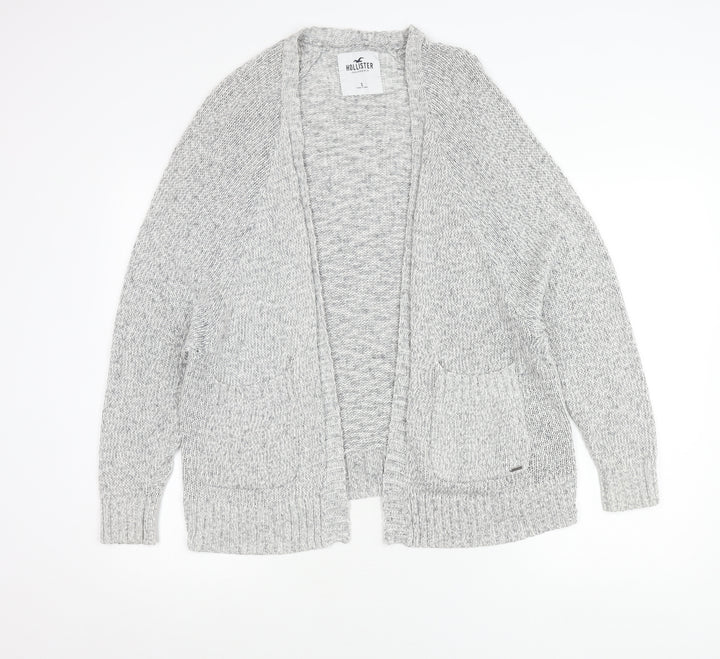 Hollister Women’s Grey Chunky Knit Cardigan Size S Open Front Pockets