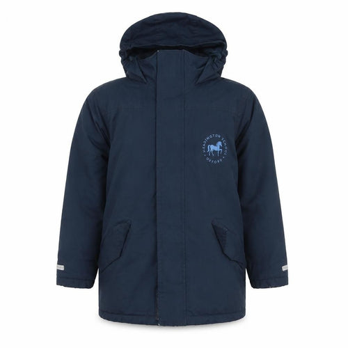 Result Core Kids Blue 7-8Y Hooded Parka Coat School Logo Reflective Trim