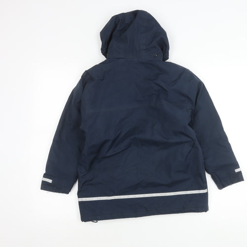Result Core Kids Blue 7-8Y Hooded Parka Coat School Logo Reflective Trim