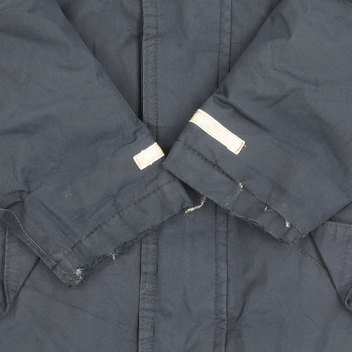 Result Core Kids Blue 7-8Y Hooded Parka Coat School Logo Reflective Trim