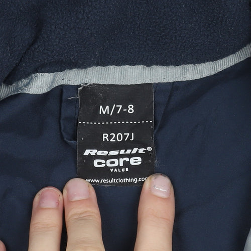 Result Core Kids Blue 7-8Y Hooded Parka Coat School Logo Reflective Trim
