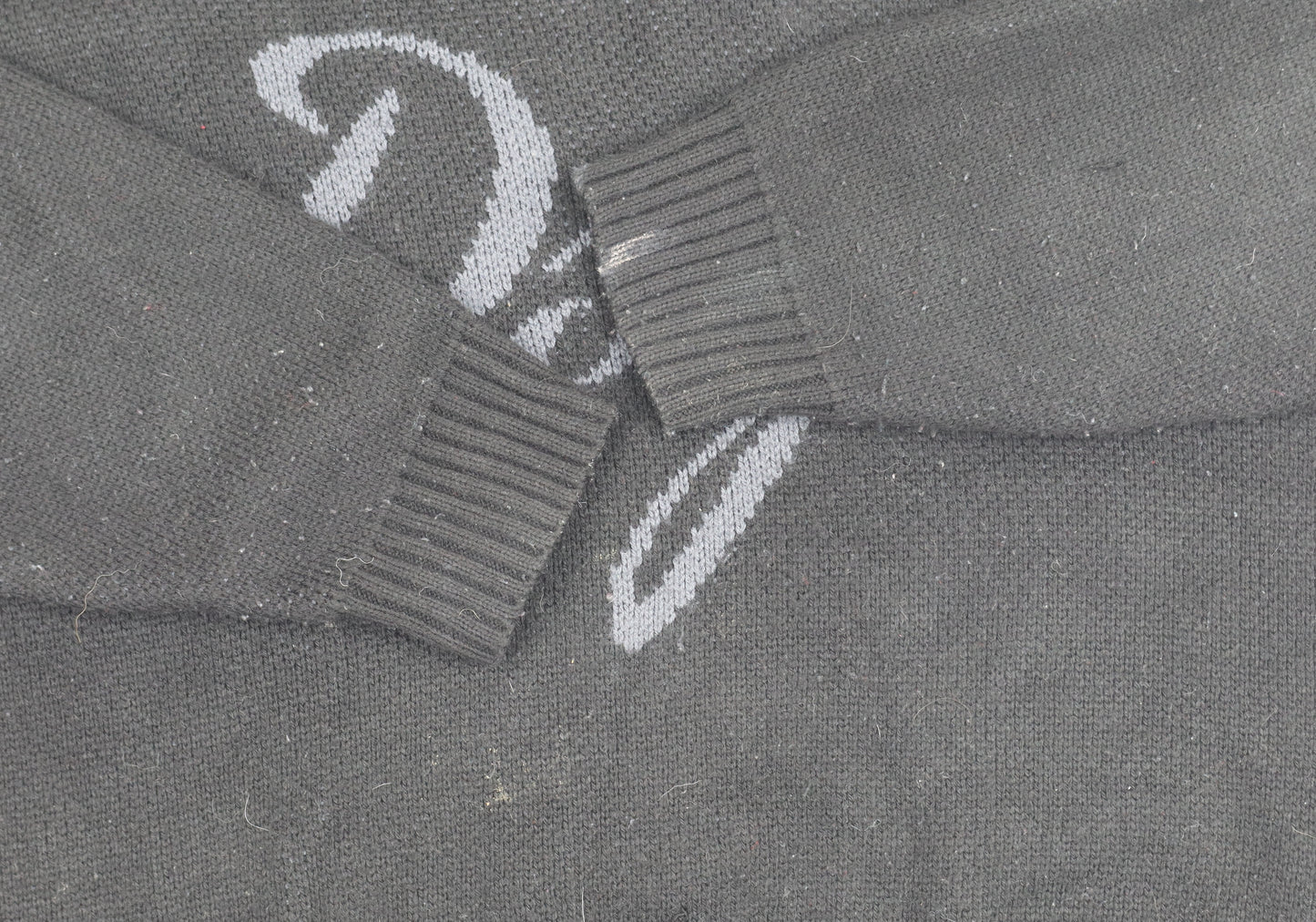 Boohoo Womens Black Pullover Jumper S Crew Neck Logo Acrylic Knit