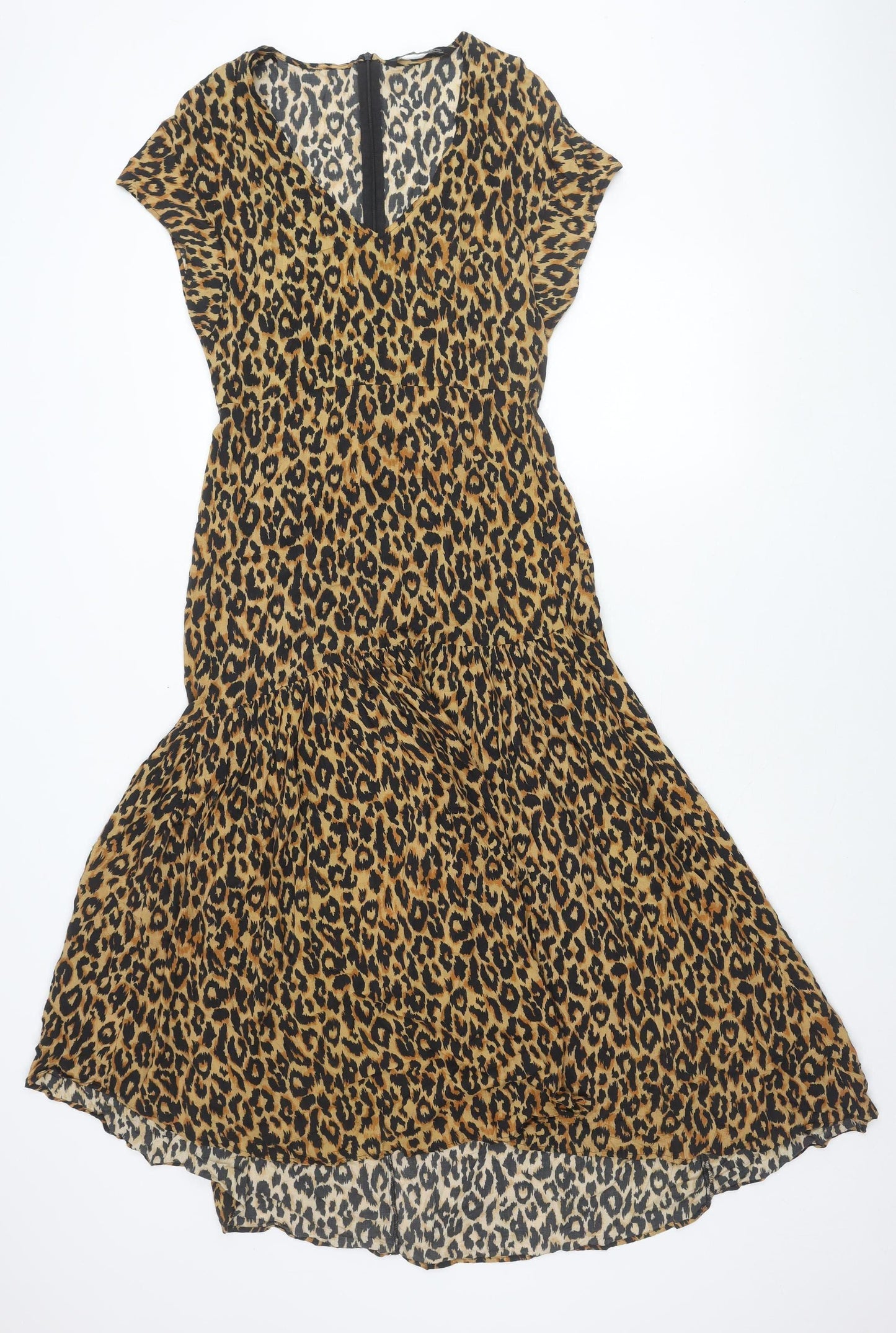 Zara Woman Leopard Print Fit & Flare Dress XS Scoop Neck