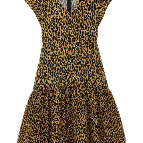 Zara Woman Leopard Print Fit & Flare Dress XS Scoop Neck