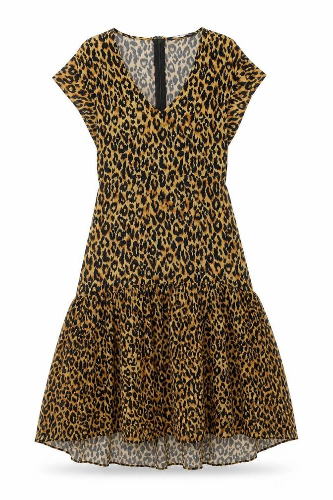 Zara Woman Leopard Print Fit & Flare Dress XS Scoop Neck