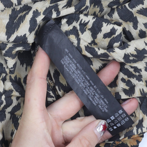 Zara Woman Leopard Print Fit & Flare Dress XS Scoop Neck