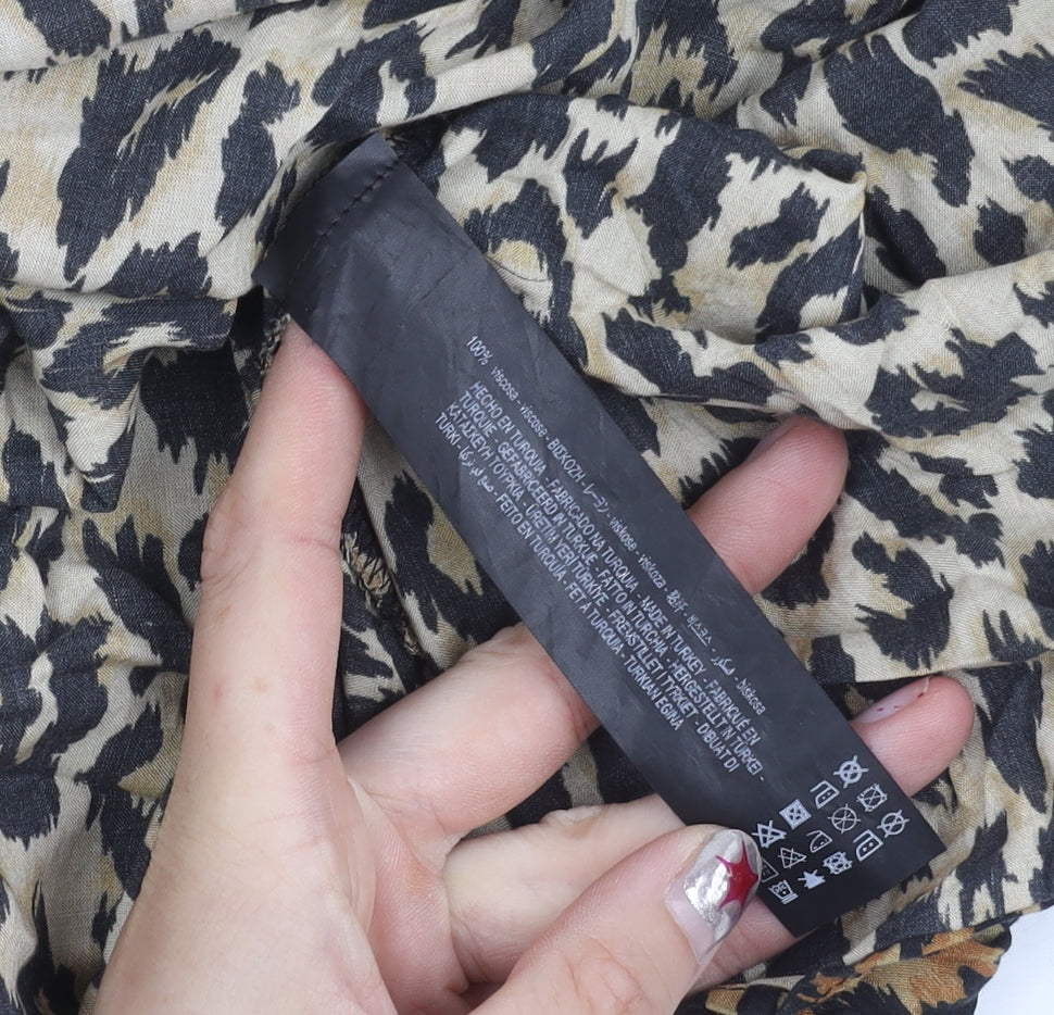 Zara Woman Leopard Print Fit & Flare Dress XS Scoop Neck