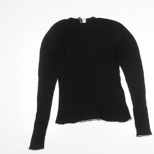 H&M Divided Womens Black Size 12 Slim Fit Knit Long Sleeve Jumper