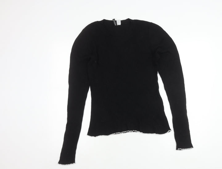 H&M Divided Womens Black Size 12 Slim Fit Knit Long Sleeve Jumper