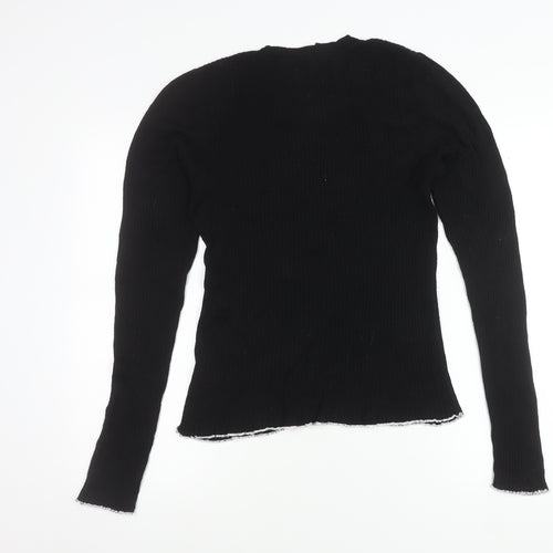 H&M Divided Womens Black Size 12 Slim Fit Knit Long Sleeve Jumper