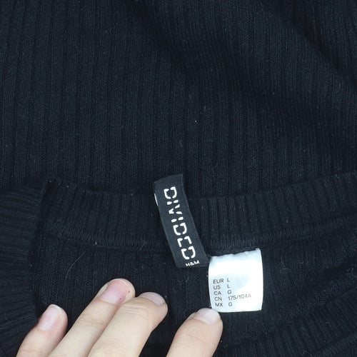H&M Divided Womens Black Size 12 Slim Fit Knit Long Sleeve Jumper