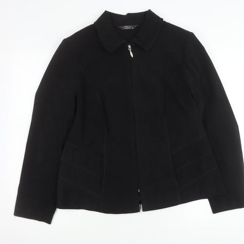Bm Women Black Size 16 Collared Zip Jacket Polyester Blend