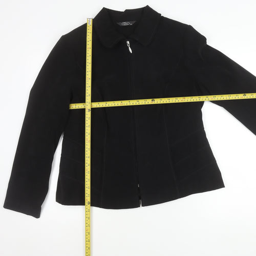 Bm Women Black Size 16 Collared Zip Jacket Polyester Blend