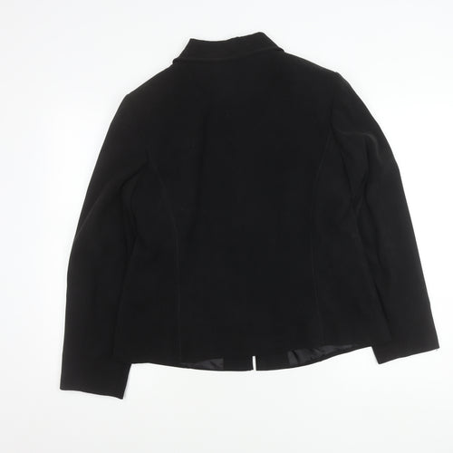 Bm Women Black Size 16 Collared Zip Jacket Polyester Blend