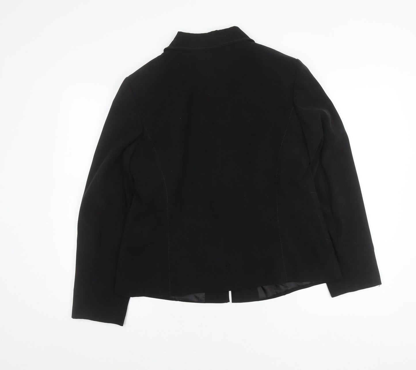 Bm Women Black Size 16 Collared Zip Jacket Polyester Blend