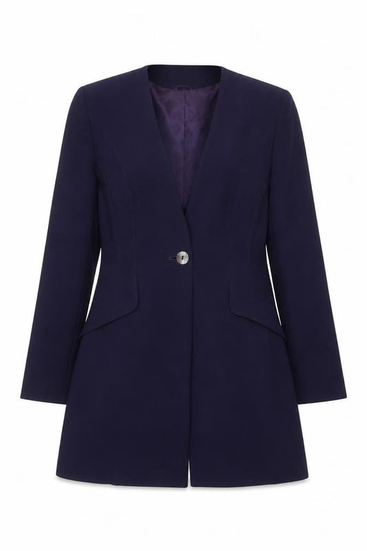 Front view of Classics Collection Women’s Blue Wool Blend Suit Jacket, size UK 12