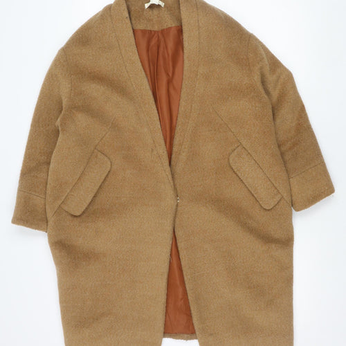 H&M Women's Brown Wool Blend Mid-Length Overcoat Size 10 Regular