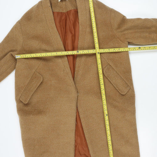 H&M Women's Brown Wool Blend Mid-Length Overcoat Size 10 Regular