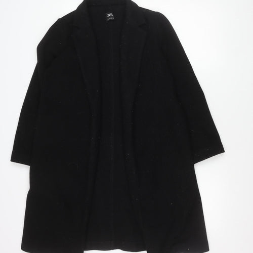 Zara Women Black Coatigan Size S Mid-Length Knit Jacket