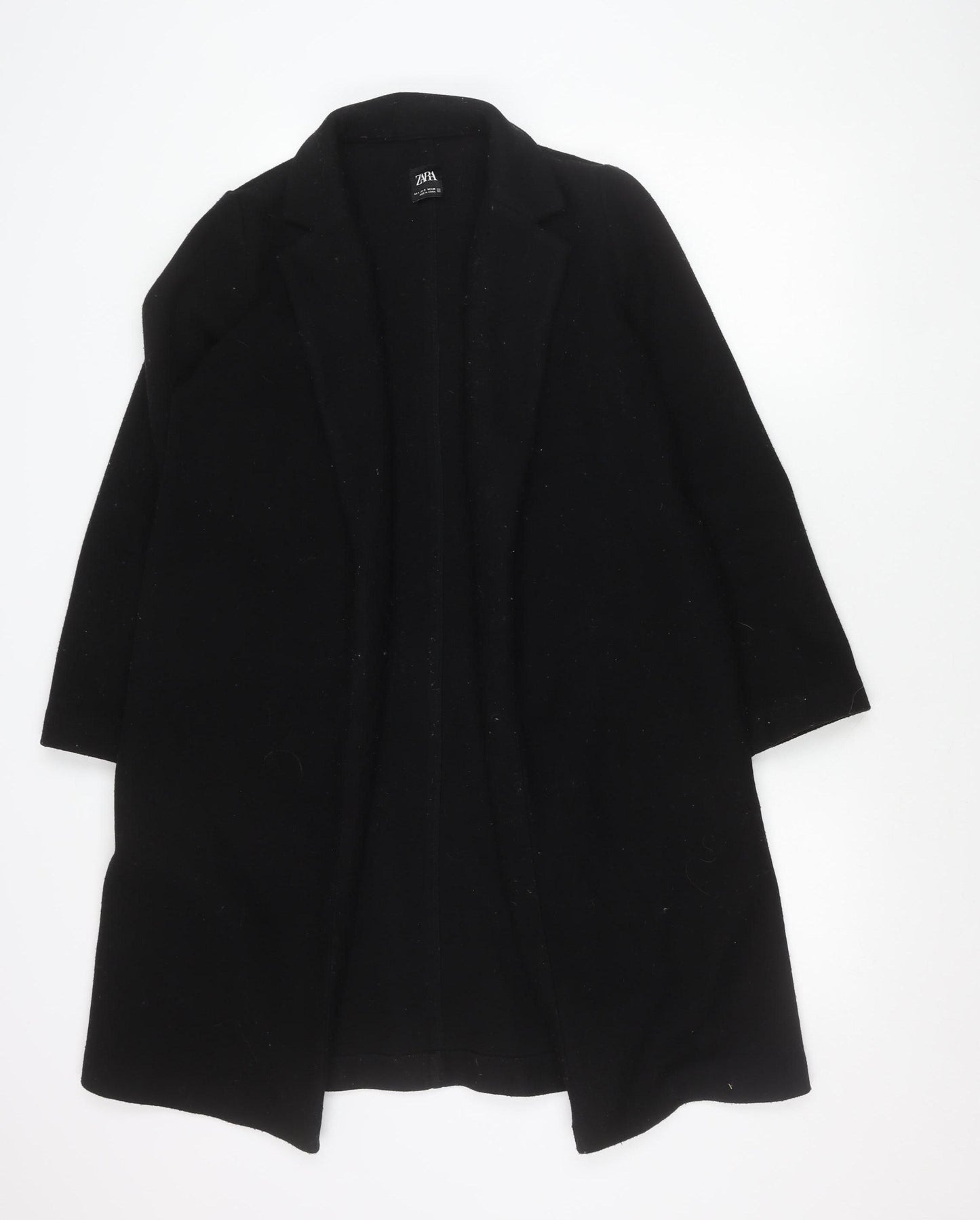 Zara Women Black Coatigan Size S Mid-Length Knit Jacket