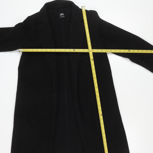 Zara Women Black Coatigan Size S Mid-Length Knit Jacket