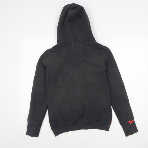 Superdry Womens Black Pullover Hoodie XS Graphic Logo Hooded Sweatshirt