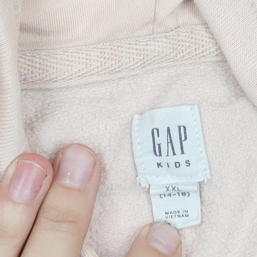 GAP Kids Girls Pink Zip Hoodie Jacket XXL 14 Years Hooded Logo Sequin