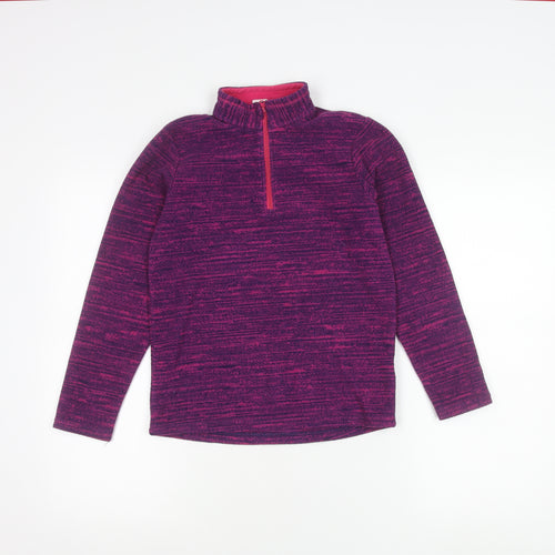 Decathlon Girls Purple Fleece 1/2 Zip Sweatshirt 12 Years Hiking Casual
