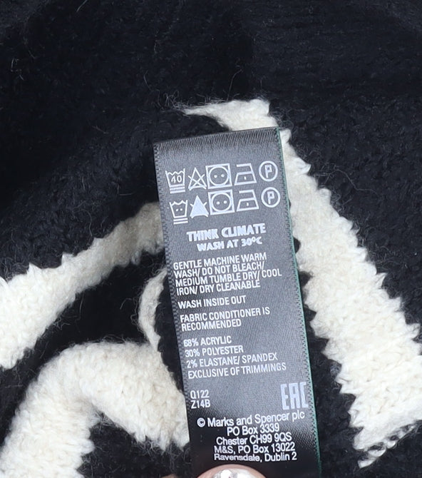 Marks and Spencer Women’s Black Stripe Collared Pullover Jumper S