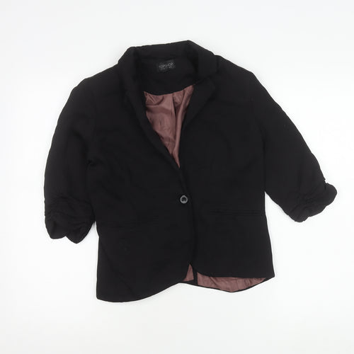 Topshop Womens Black Viscose Blend Blazer UK 10 Notch Lapel