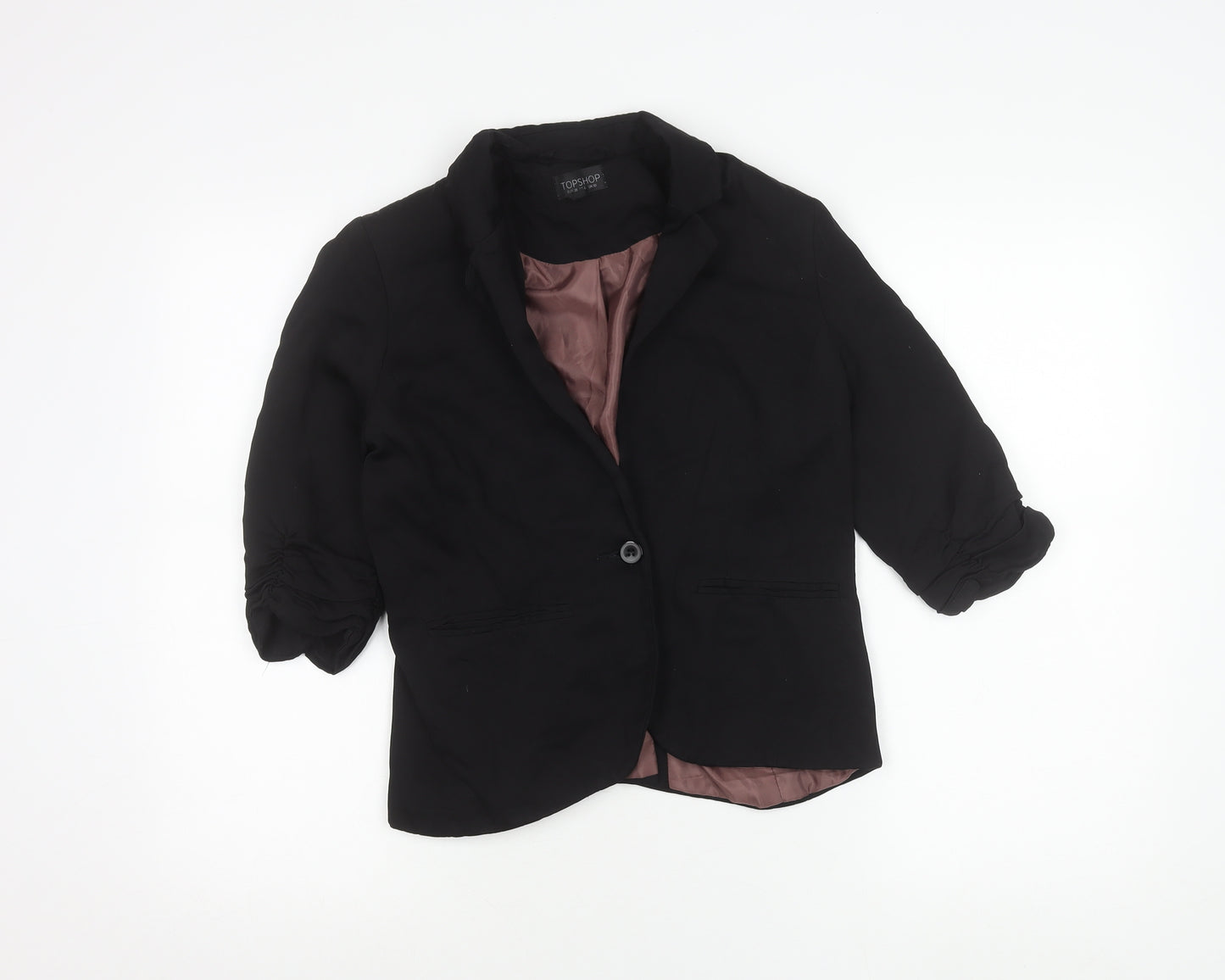 Topshop Womens Black Viscose Blend Blazer UK 10 Notch Lapel