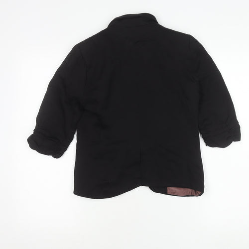 Topshop Womens Black Viscose Blend Blazer UK 10 Notch Lapel