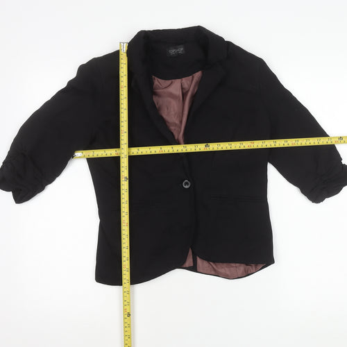 Topshop Womens Black Viscose Blend Blazer UK 10 Notch Lapel