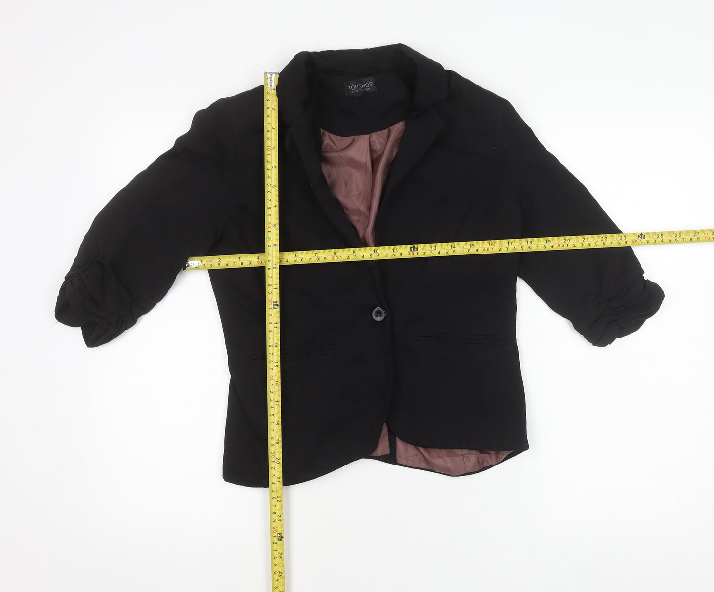 Topshop Womens Black Viscose Blend Blazer UK 10 Notch Lapel