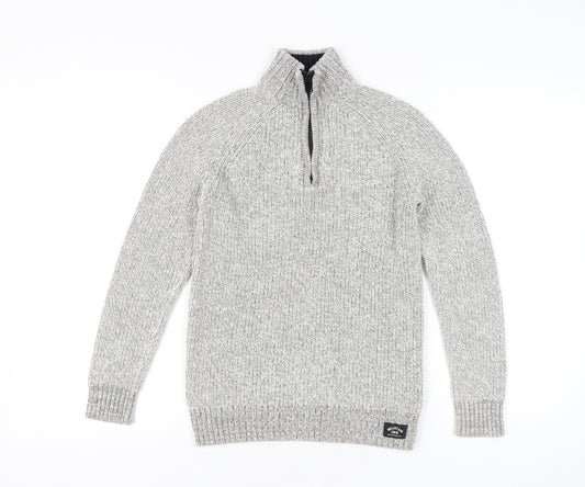 H&M Boys Grey Cotton Chunky Knit 1/4 Zip Jumper, Age 11 Years