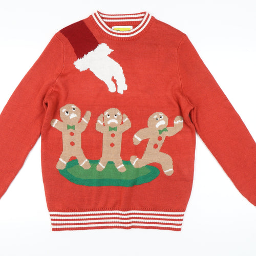 Tipsy Elves Women Red Christmas Jumper M Pullover Gingerbread Knit