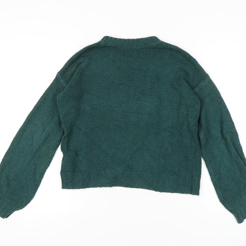 Hollister Womens Green XS Cable-Knit Crew Neck Long Sleeve Jumper