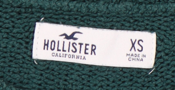 Hollister Womens Green XS Cable-Knit Crew Neck Long Sleeve Jumper