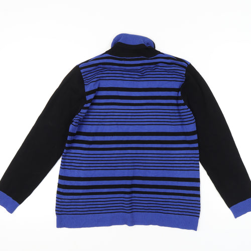 Marble Womens Blue Black Striped Roll Neck Jumper Size 12