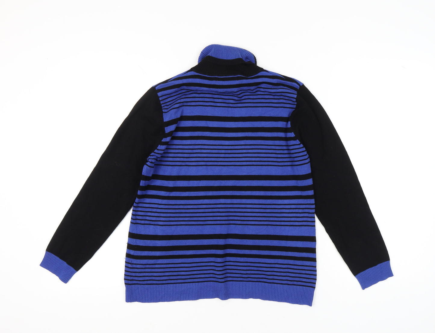 Marble Womens Blue Black Striped Roll Neck Jumper Size 12