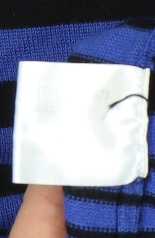 Marble Womens Blue Black Striped Roll Neck Jumper Size 12