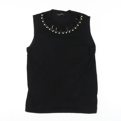 Dorothy Perkins Womens Black Beaded Tank Top UK 12 Sleeveless Knit