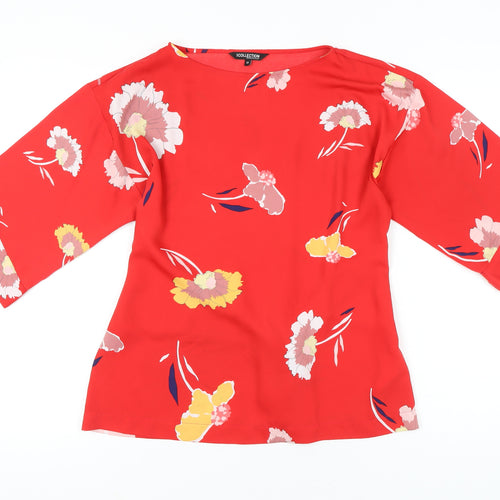 Debenhams Women’s Red Floral Tunic Blouse Size 12 3/4 Sleeve
