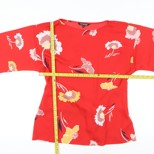 Debenhams Women’s Red Floral Tunic Blouse Size 12 3/4 Sleeve