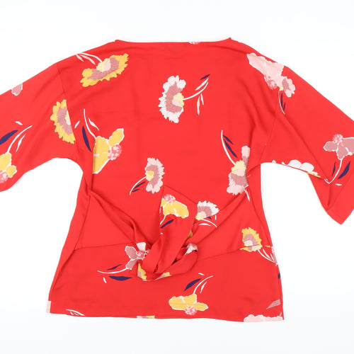 Debenhams Women’s Red Floral Tunic Blouse Size 12 3/4 Sleeve