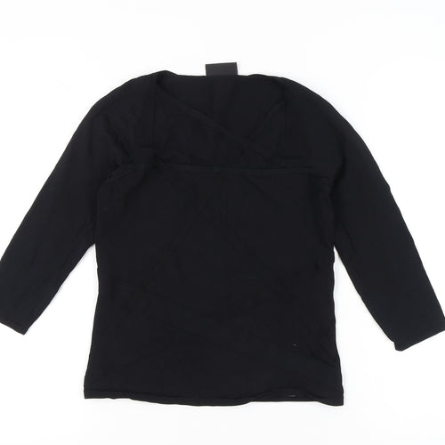 Principles Women's Black Size 12 Wrap Knit 3/4 Sleeve Blouse