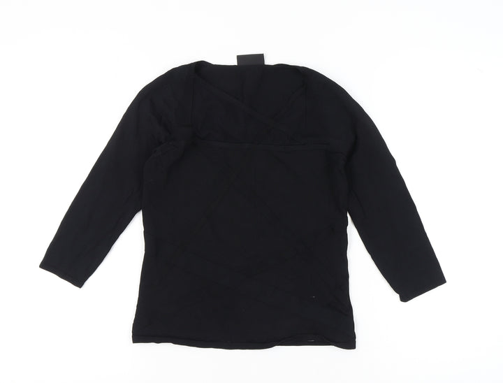 Principles Women's Black Size 12 Wrap Knit 3/4 Sleeve Blouse