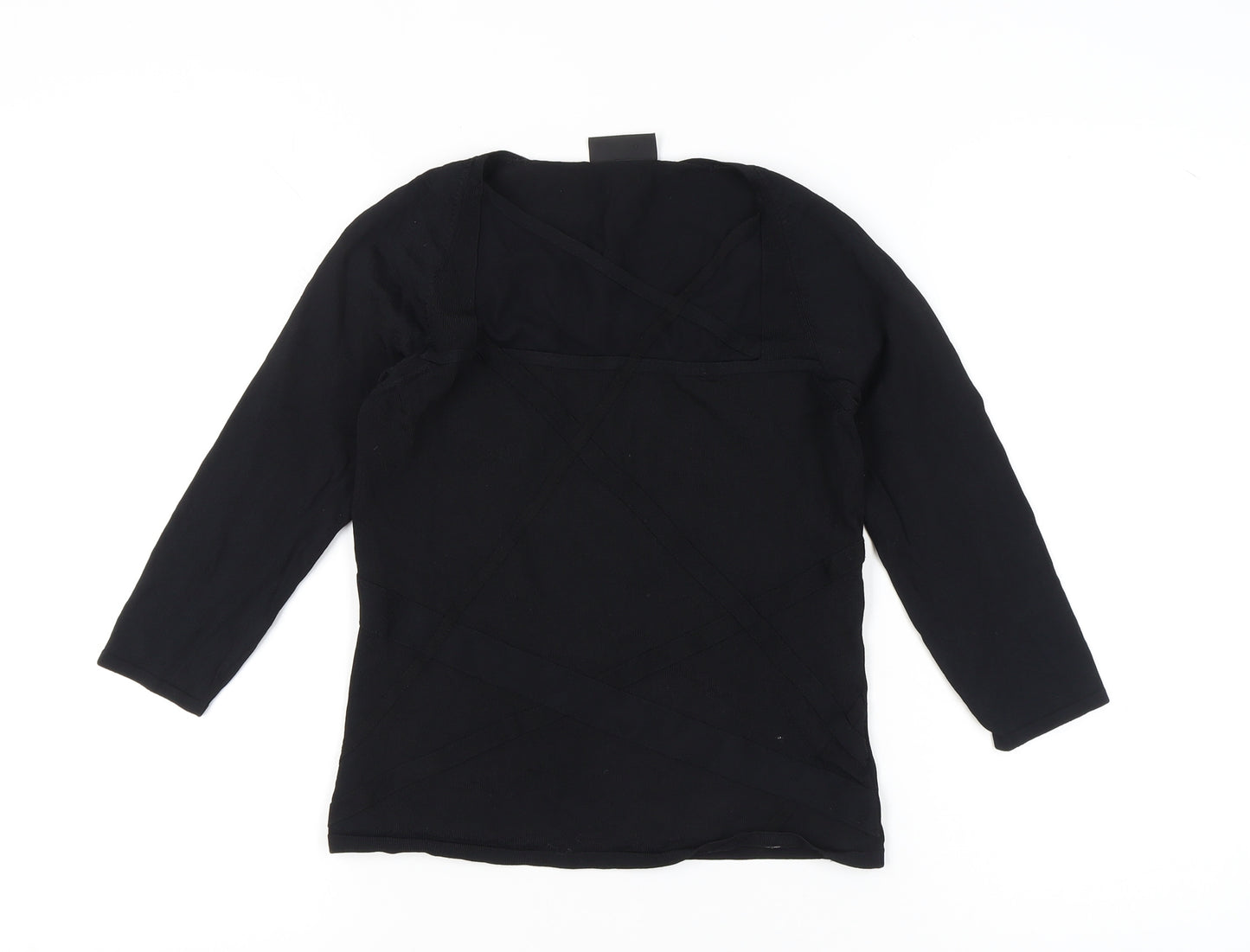 Principles Women's Black Size 12 Wrap Knit 3/4 Sleeve Blouse