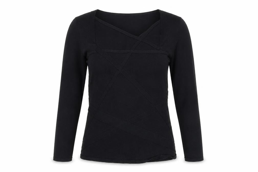 Front view of Principles Women's Black, size 12, Wrap Knit 3/4 Sleeve Blouse